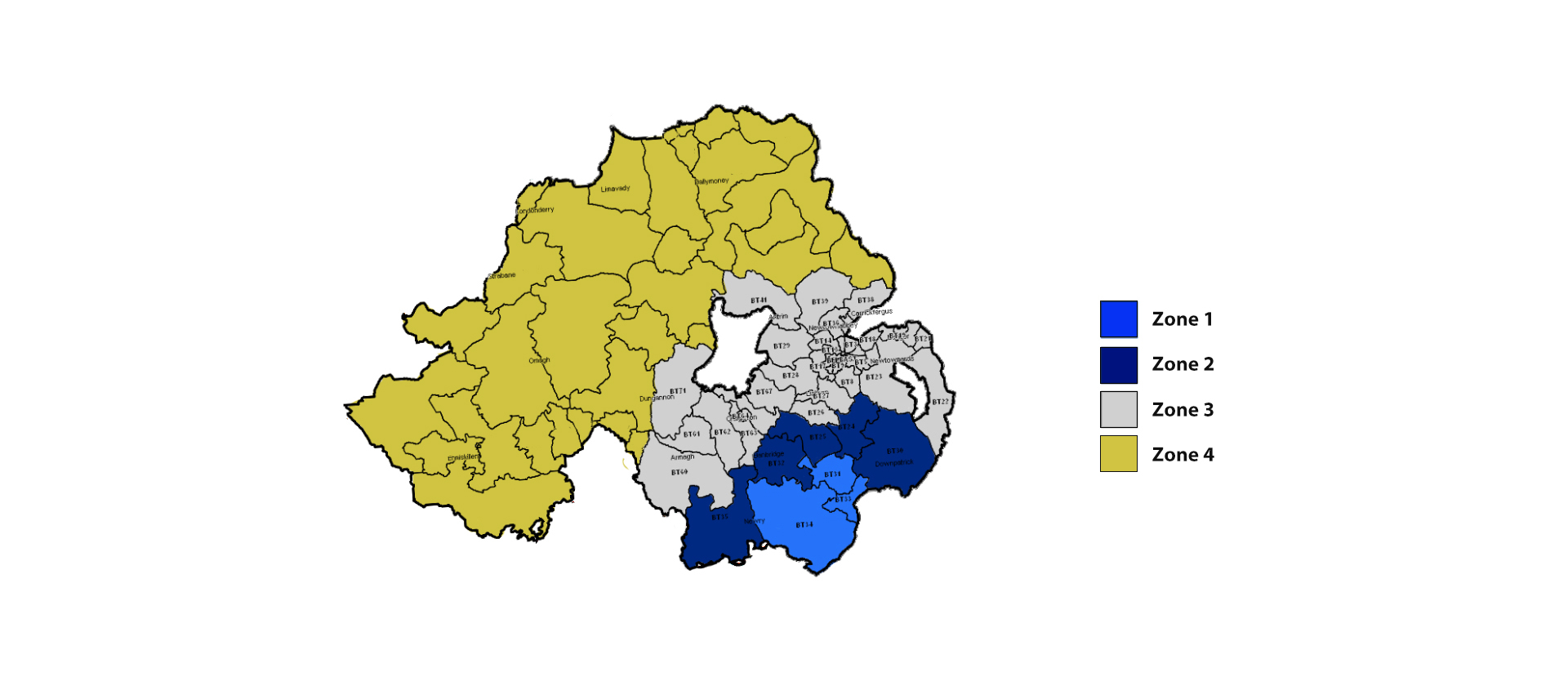 Northern Ireland Delivery Zones