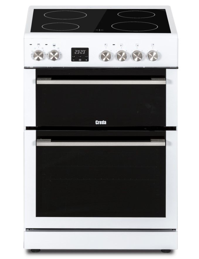 Creda C60CDOW White 60Cm Cooker Ceramic 30L Grill &Oven, 64L Fan Oven
