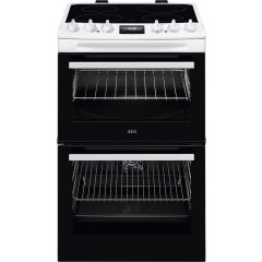 AEG CCX1530ACW 55cm Double Oven Electric Cooker with Ceramic Hob - White