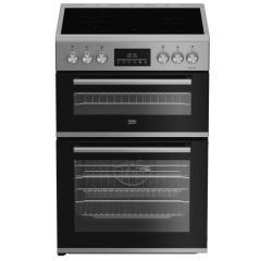 Beko EDC6731S Silver 60Cm Double Oven Electric Cooker With Vitroceramic Hob