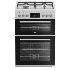 Beko EDG6231W 60cm Twin Cavity Gas Cooker with Enamel Hob - White