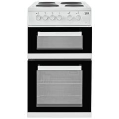 Beko KD533AW White 50Cm Twin Cavity Cooker (Solid Plate/Fan Oven)