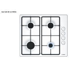 Bosch PBP6B2B60 White 60cm, 4 burners, Cast Iron finish supports, Side control