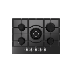 Cata UBGOG701BK Black Glass 70cm Black Glass 5 Burner Nat Gas Hob