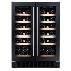 CDA CFWC624BL Black Fs/Under Counter H825 W595 Double Door Wine Cooler, 38 75Cl Bottles