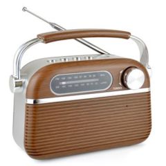 Lloytron N6403WD Wood Effect Portable Radio With Rechargable Battery | FM AM Bluetooth USB Micro Sd