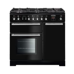 Rangemaster TOLP90DFFGB/C Gloss Black Toledo Plus 90 Dual Fuel Range Cooker