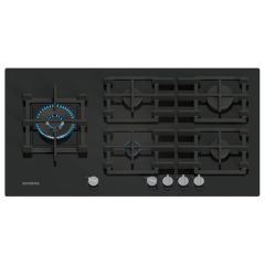 Siemens EP9A6MI40 Black Tempered 90 cm, 5 burners, 4.0kW Wok burner, Optimised stepFlame, 5 Dishwash