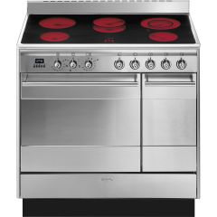 Smeg SUK92CMX9 S/Steel Concert 90Cm Electric Range Cooker With Ceramic Hob