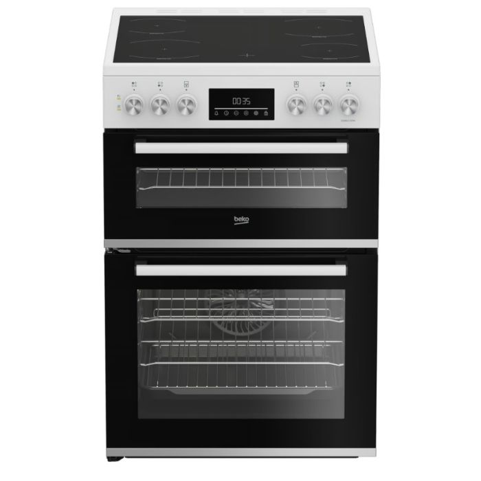 Beko EDC6731W White 60Cm Double Oven Electric Cooker With Vitroceramic Hob