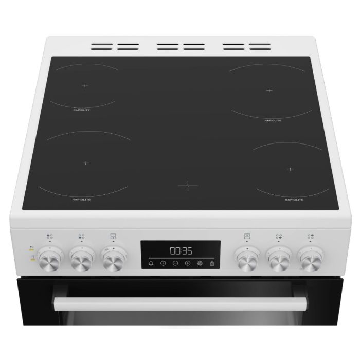 Beko EDC6731W White 60Cm Double Oven Electric Cooker With Vitroceramic Hob