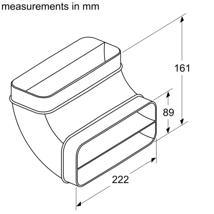 Bosch HEZ9VDSB2 Flat Channel 90 Vertical Bend (Long Radius) Accessory For Ducted Extraction 