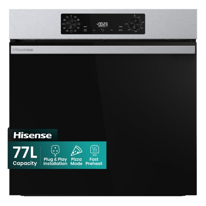 Hisense BI622AXPGUK 59.5Cm Built In Electric 77L Single Oven - Black & Stainless Steel