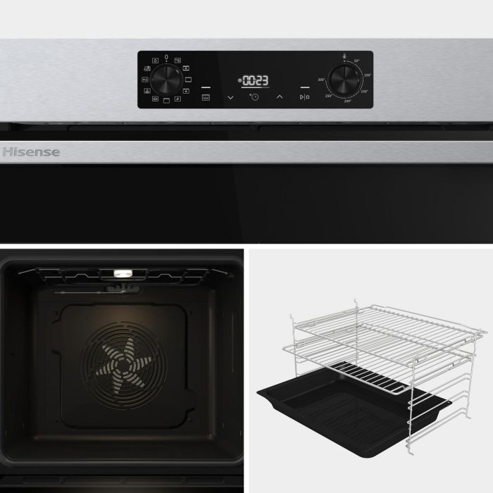 Hisense BI622AXPGUK 59.5Cm Built In Electric 77L Single Oven - Black & Stainless Steel