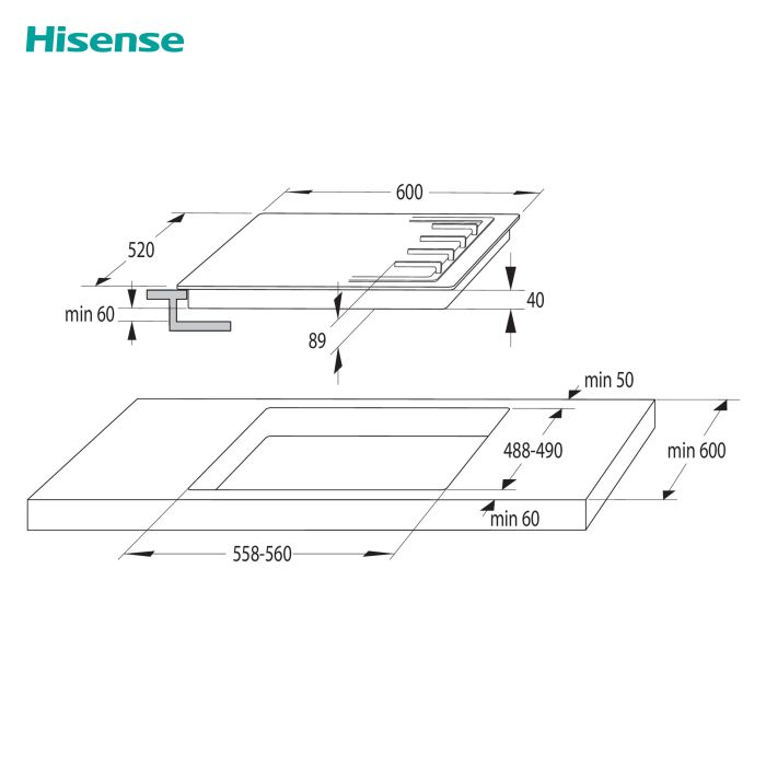 Hisense GM642XHS 60cm Gas Hob - Stainless Steel