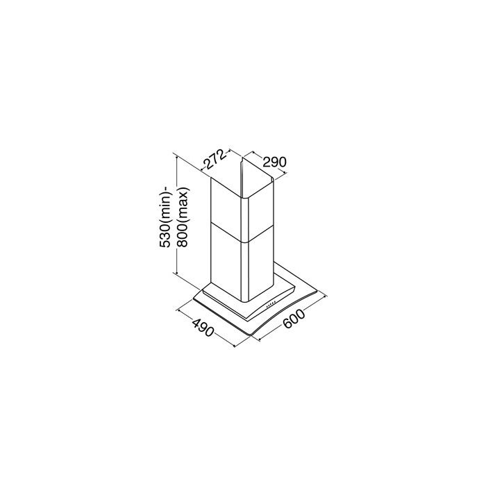 Matrix MEP601/SS S/Steel 60Cm Curved Glass Chimney Hood 