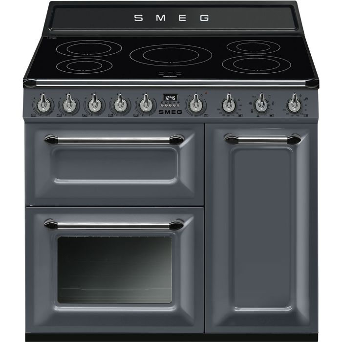 Smeg TR93IGR Slate Grey Victoria 90 Electric Range Cooker With Induction Hob