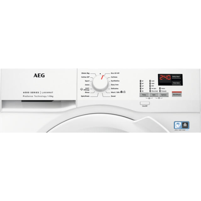 AEG L6FBK141B Washing Machine, 10Kg Wash Load, 1400Rpm, Prosense Technology. 3 Digit Display.
Woolma