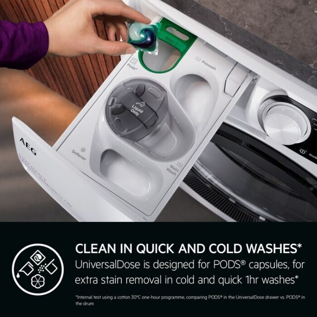 AEG LFR84146UC Connected Washing machine. 8000 Series, Universal Dose + Powercare technology. 10kg
w