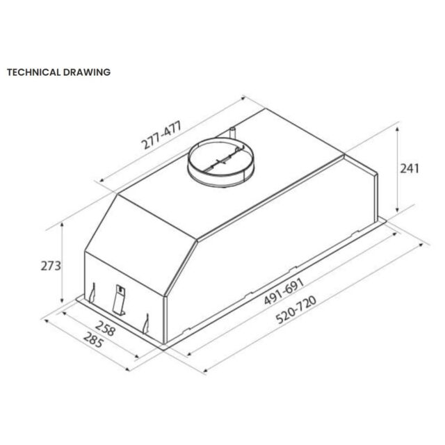 Airforce CCMOD72001 # MODULO POP IX/A/72 S/Steel Built-In Canopy Fan # W720 D285 H273