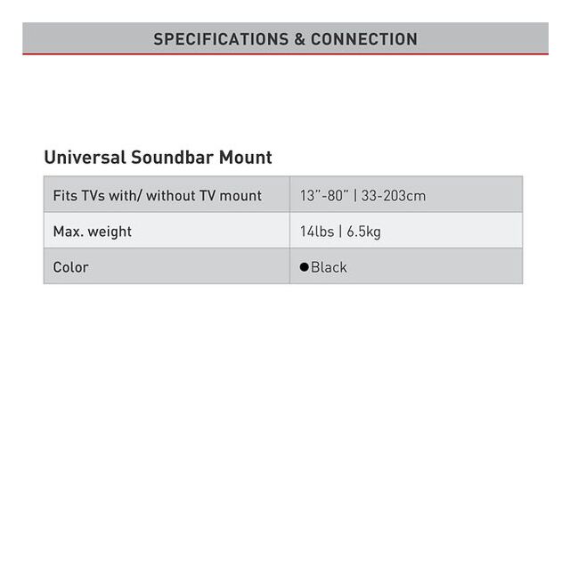 Barkan E820.B Black Soundbar Mount (Up To 6.5Kg)