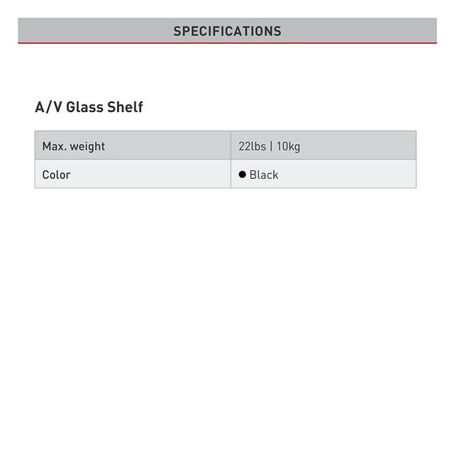 Barkan E85G+.B Black A/V Glass Shelf (Up10kg)