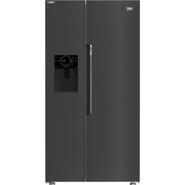 Beko ASP342VPZ Black Steel American Fridge Freezer Plumbed Water Ice Dispenser Harvestfresh H179 W91
