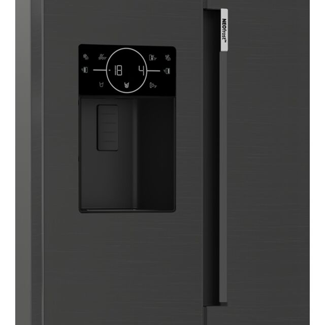 Beko ASP342VPZ Black Steel American Fridge Freezer Plumbed Water Ice Dispenser Harvestfresh H179 W91