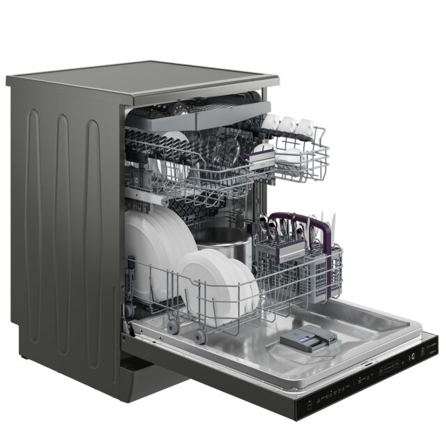 Beko BDEN38640FG Graphite C energy rating full size dishwasher, 15 place settings capacity, HygieneI
