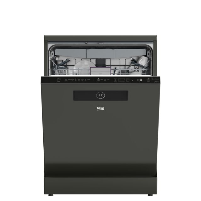 Beko BDEN38640FG Graphite C energy rating full size dishwasher, 15 place settings capacity, HygieneI