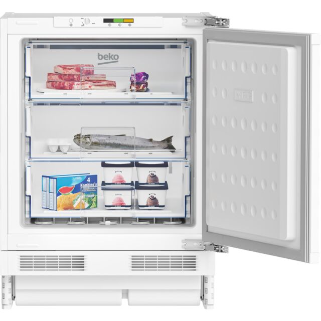 Beko BSF4682 E Rated Fully Integrated Under Counter Freezer With Concealed Storage Compartment, Free