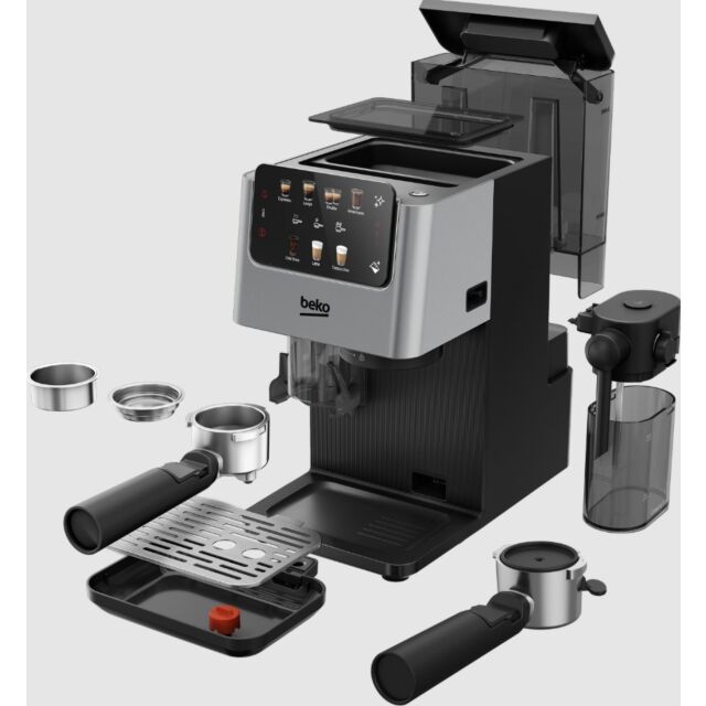 Beko CED7524X Espresso Machine with Integrated Grinder and Milk Cup - Silver