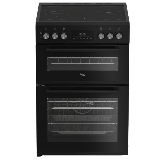 Beko EDC6731K Black 60Cm Double Oven Electric Cooker With Vitroceramic Hob