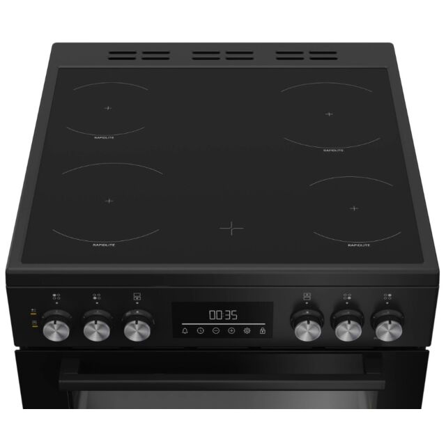 Beko EDC6731K Black 60Cm Double Oven Electric Cooker With Vitroceramic Hob