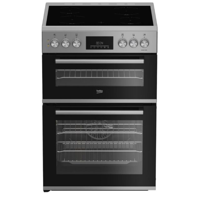 Beko FDC6731S Silver 60Cm Double Oven Electric Cooker With Ceramic Hob - Silver