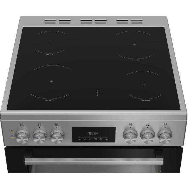 Beko FDC6731S Silver 60Cm Double Oven Electric Cooker With Ceramic Hob - Silver