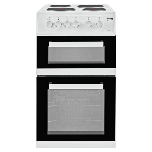 Beko KD533AW White 50Cm Twin Cavity Cooker (Solid Plate/Fan Oven)