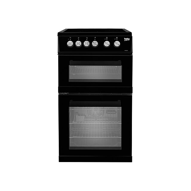Beko KDVC563AK Black 50Cm Double Oven Electric Cooker - Rapidlite Ceramic Hob With Main Fan Oven And