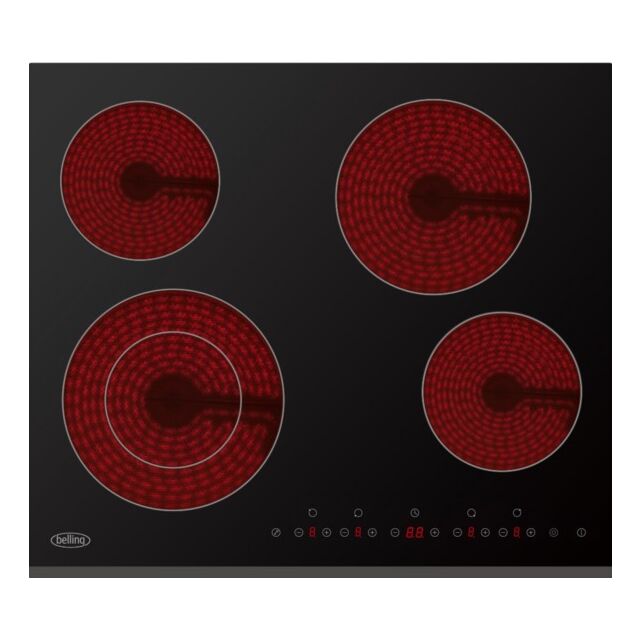 Belling BCH61TB 60cm Ceramic T/Control bevelled edge dual zone Hob Hot