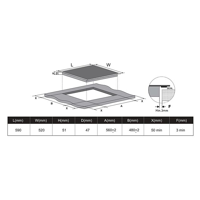 Belling BCH61TB 60cm Ceramic T/Control bevelled edge dual zone Hob Hot