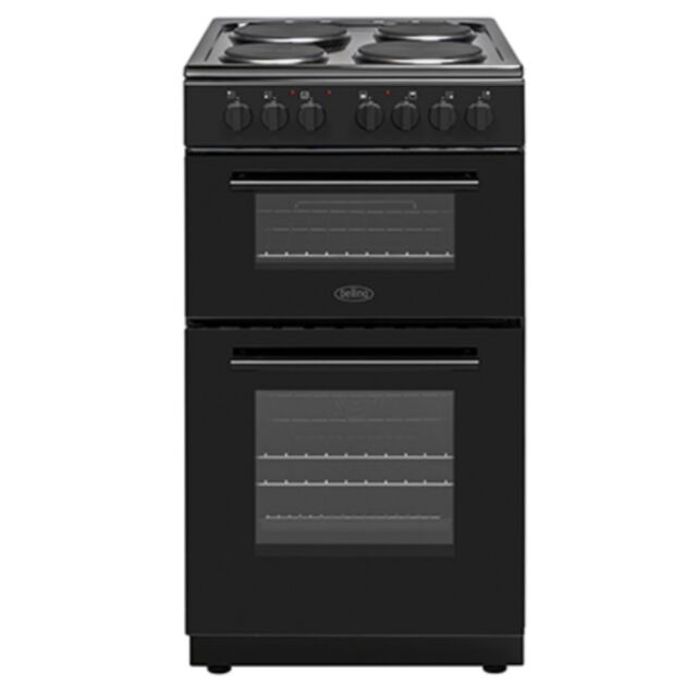 Belling BFSE51DO BK Black 50cm solid plate d/oven main oven fan Cat/liners