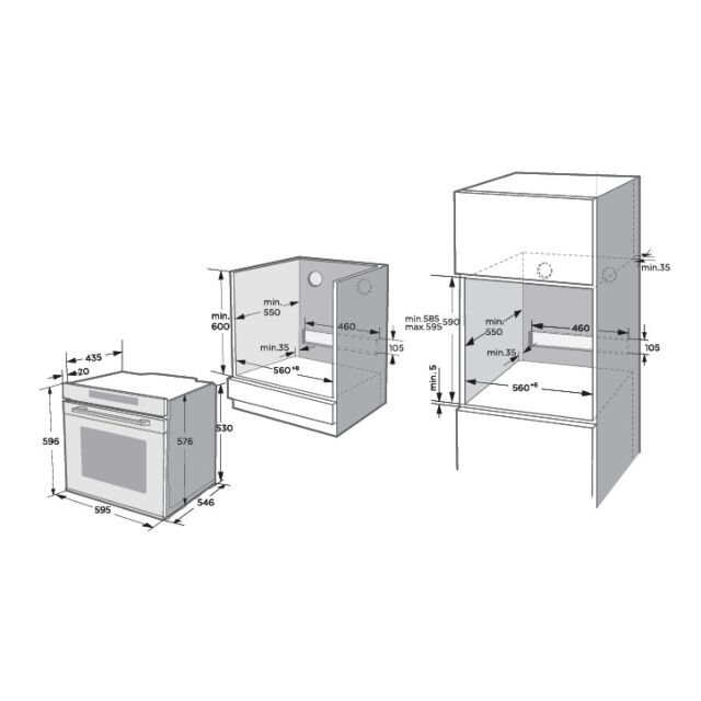 Belling BI65FBLK Black S Fan Oven 5 func, 72 Litre, Catalytic Liners, MM. 