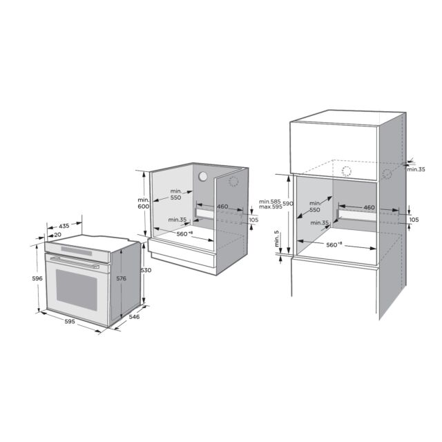 Belling BI65FSTA S/Steel Fan Oven 5 Func, 72 Litre, Catalytic Liners, Mm. 