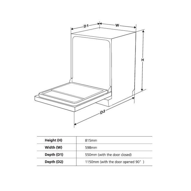 Belling BIDW1463 60Cm 14Plc 6 Prog 47Db 4 Temp Sliding Cutlery Tray A+