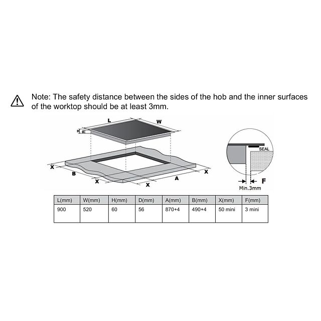 Belling BIH90TB Frameless 90Cm Built-In Induction Hob 