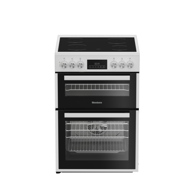Blomberg HKRN651W White 60cm Double Oven Electric Cooker with Vitroceramic Hob - White