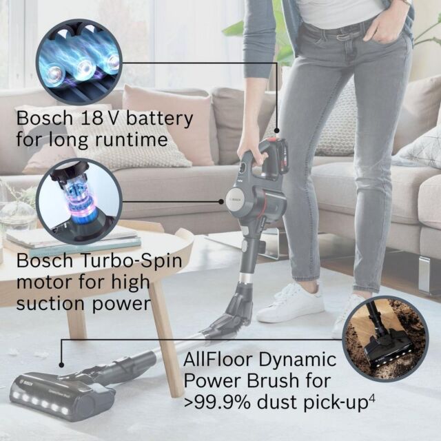 Bosch BCS711GB Unlimited 7 Cordless Vacuum Cleaner - 40 Minutes Run Time - Dark Granite