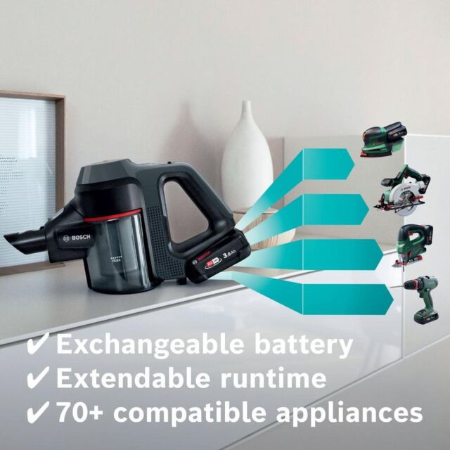 Bosch BCS711GB Unlimited 7 Cordless Vacuum Cleaner - 40 Minutes Run Time - Dark Granite