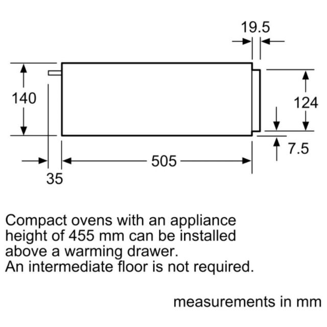 Bosch BIC510NS0B B/Steel Built-In Warming Drawer (14H) 