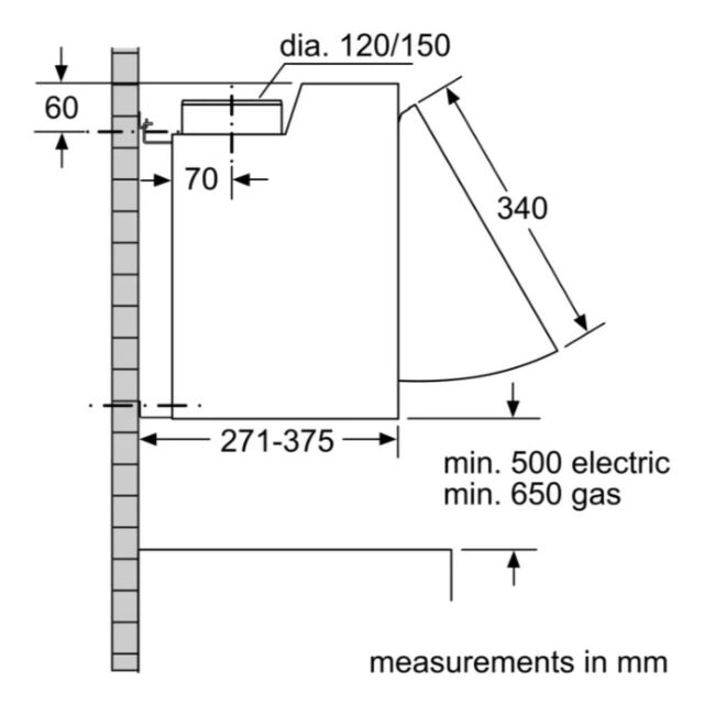 Bosch DEM63AC00B Metallic silver 60cm, 3 speeds, LED lights. Optional Standard Recirculation Filter: